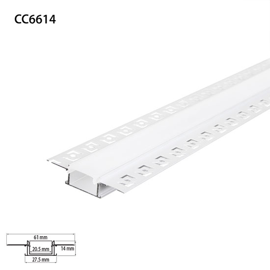 Алуминиев профил за LED лента с PVC разсейвател за вграждане - 2m с капачки