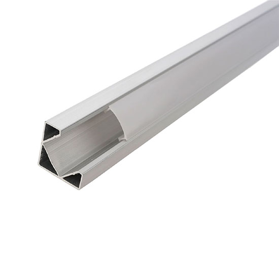 Lightex Алуминиев профил за LED лента, 12mm ъглов, 18мм *18мм - 2 м. с матиран разсейвател, капачки и държачи