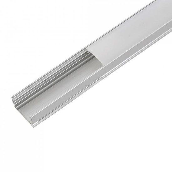 Lightex Алуминиев профил за LED лента, открит монтаж, 13.2мм *7мм - 2 м. с матиран разсейвател, капачки и държачи