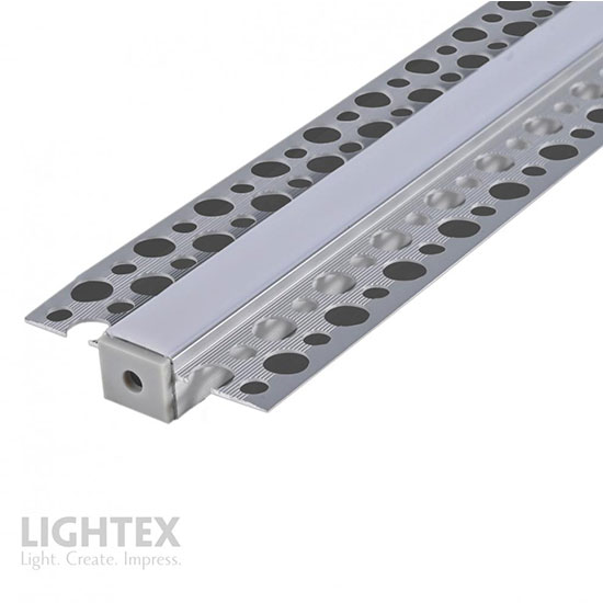 Lightex Алуминиев профил за LED лента 12mm за вграждане 55.3*12.8mm - 3m с капачки