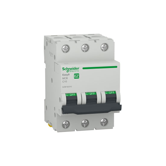 Автоматичен прекъсвач, Easy 9, 3P, 10 A, крива С, 6000 A, EZ9F35310, Schneider Electric