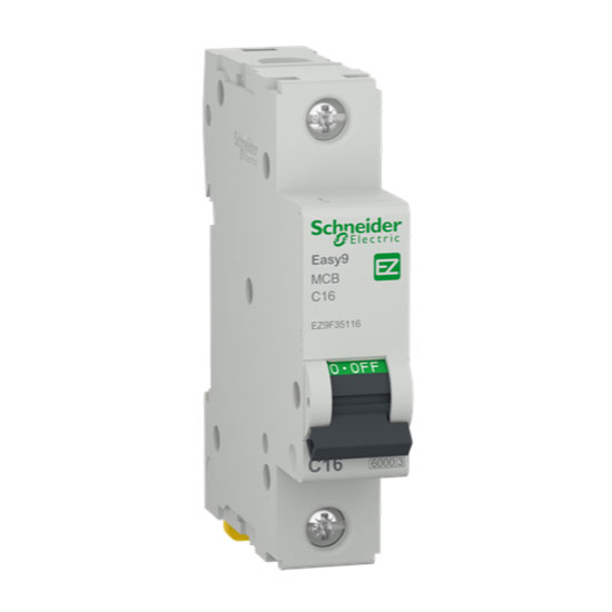 Автоматичен прекъсвач, Easy 9, 1P, 16A, крива С, 6000 A, EZ9F35116, Schneider Electric
