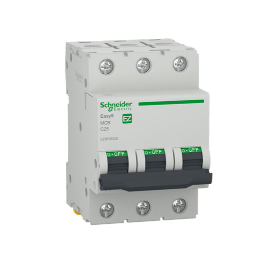 Автоматичен прекъсвач, Easy 9, 3P, 25 A, крива С, 6000 A, EZ9F35325, Schneider Electric