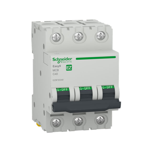Автоматичен прекъсвач, Easy 9, 3P, 40A, крива С, 6000 A, EZ9F35340, Schneider Electric