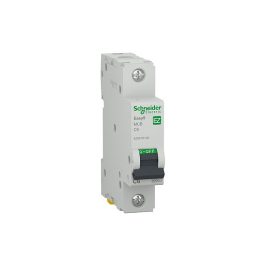 Автоматичен прекъсвач, Easy 9, 1P, 6 A, крива С, 6000 A, EZ9F35106, Schneider Electric
