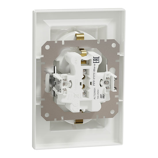 Двоен контакт Шуко, 16А, бял, EPH9900121, Schneider Electric