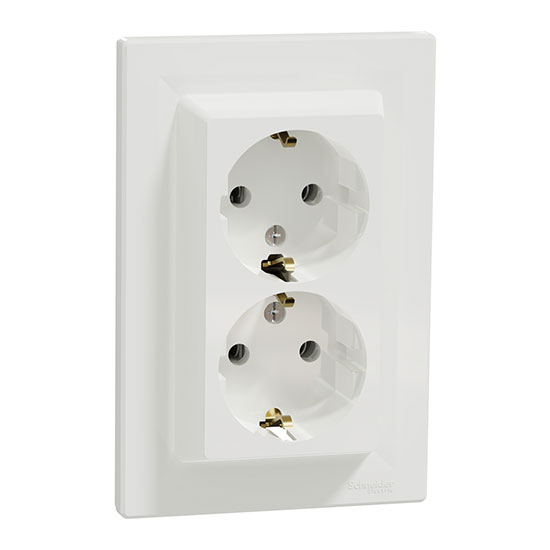 Двоен контакт Шуко, 16А, бял, EPH9900121, Schneider Electric