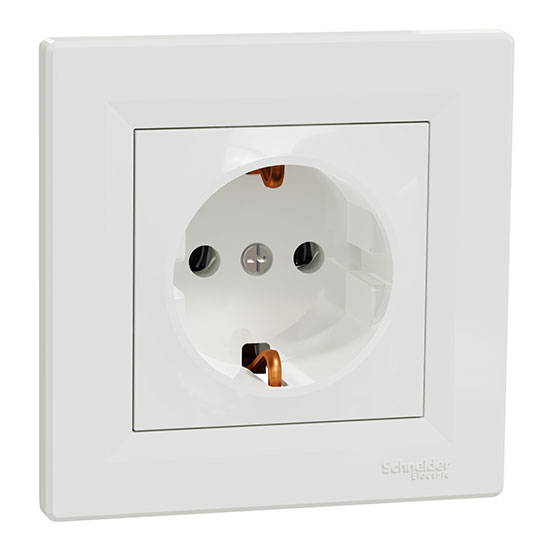 Контакт Единичен Шуко 16A, бял, EPH2900121, Schneider Electric