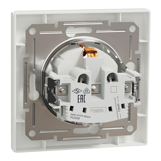 Контакт Единичен Шуко 16A с капак, бял, EPH3100121, Schneider Electric