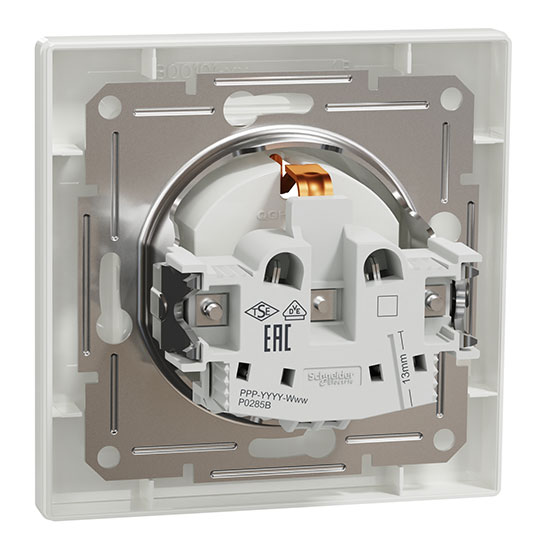 Контакт Единичен Шуко 16A, бял, EPH2900121, Schneider Electric